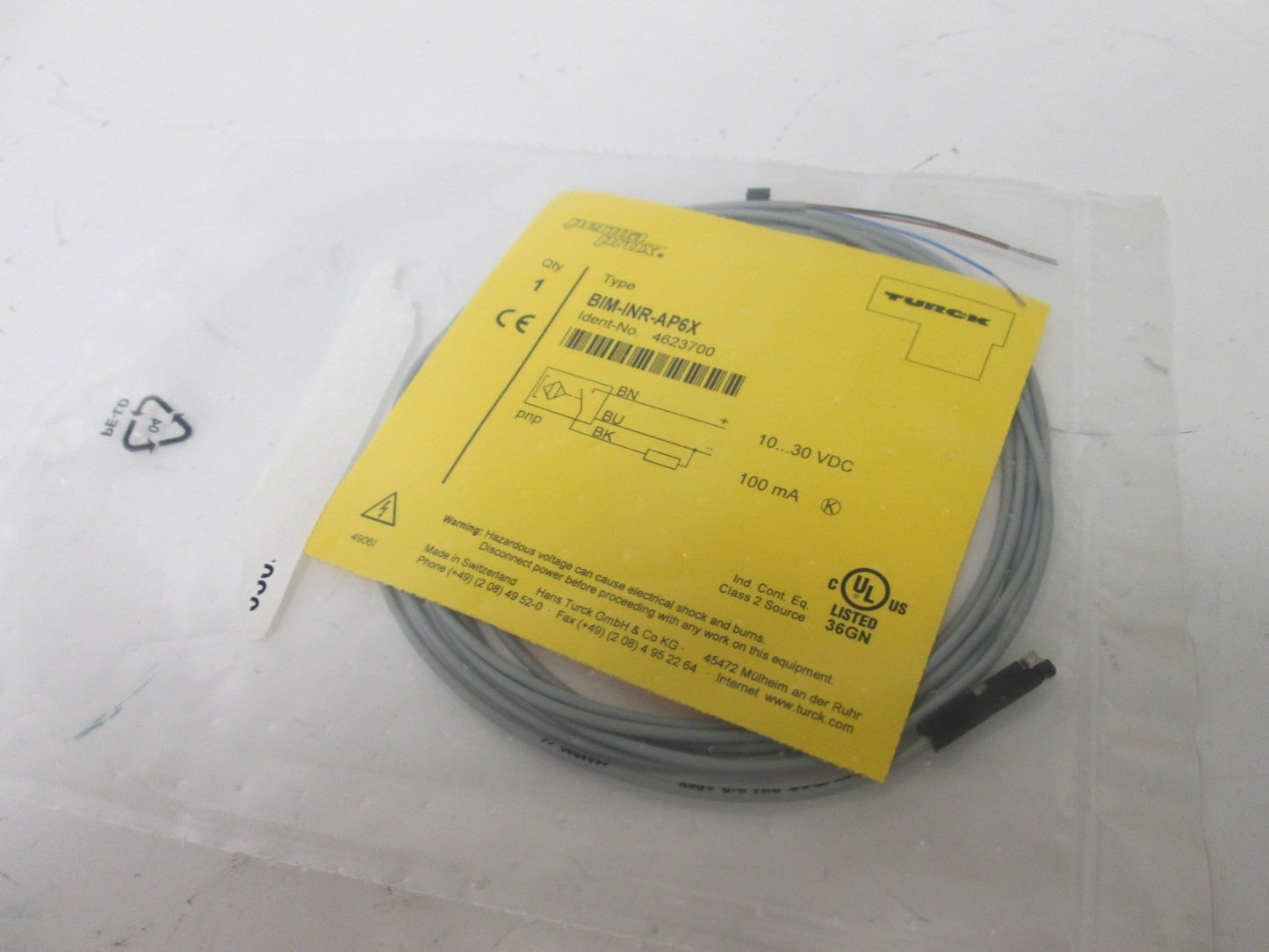 New Turck BIM-INR-AP6X Inductive Auto Switch Sensor, Voltage: 10-30VDC, 100mA