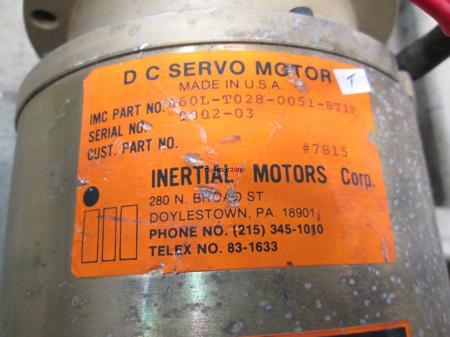 For Parts Inertial Motors Corp. A60L-T028-0051-BT1F DC Servo Motor *AS-IS*