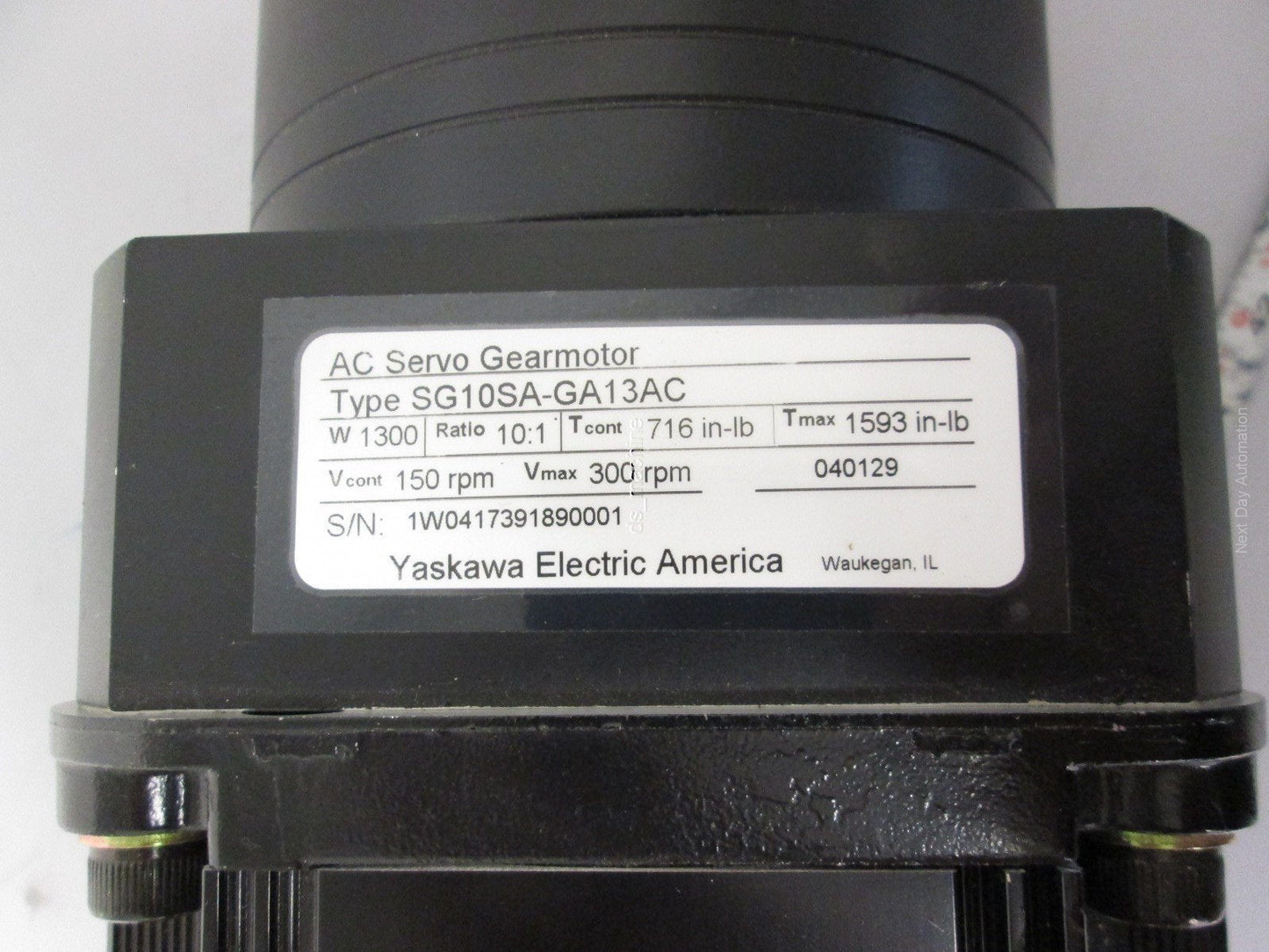 New Yaskawa SG10SA-GA13AC AC Servo Gearmotor 1.3kW 10:1 Ratio 150RPM 716in-lbs