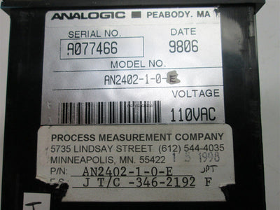 Used Analogic AN2402-1-0-E Process Controller 110VAC