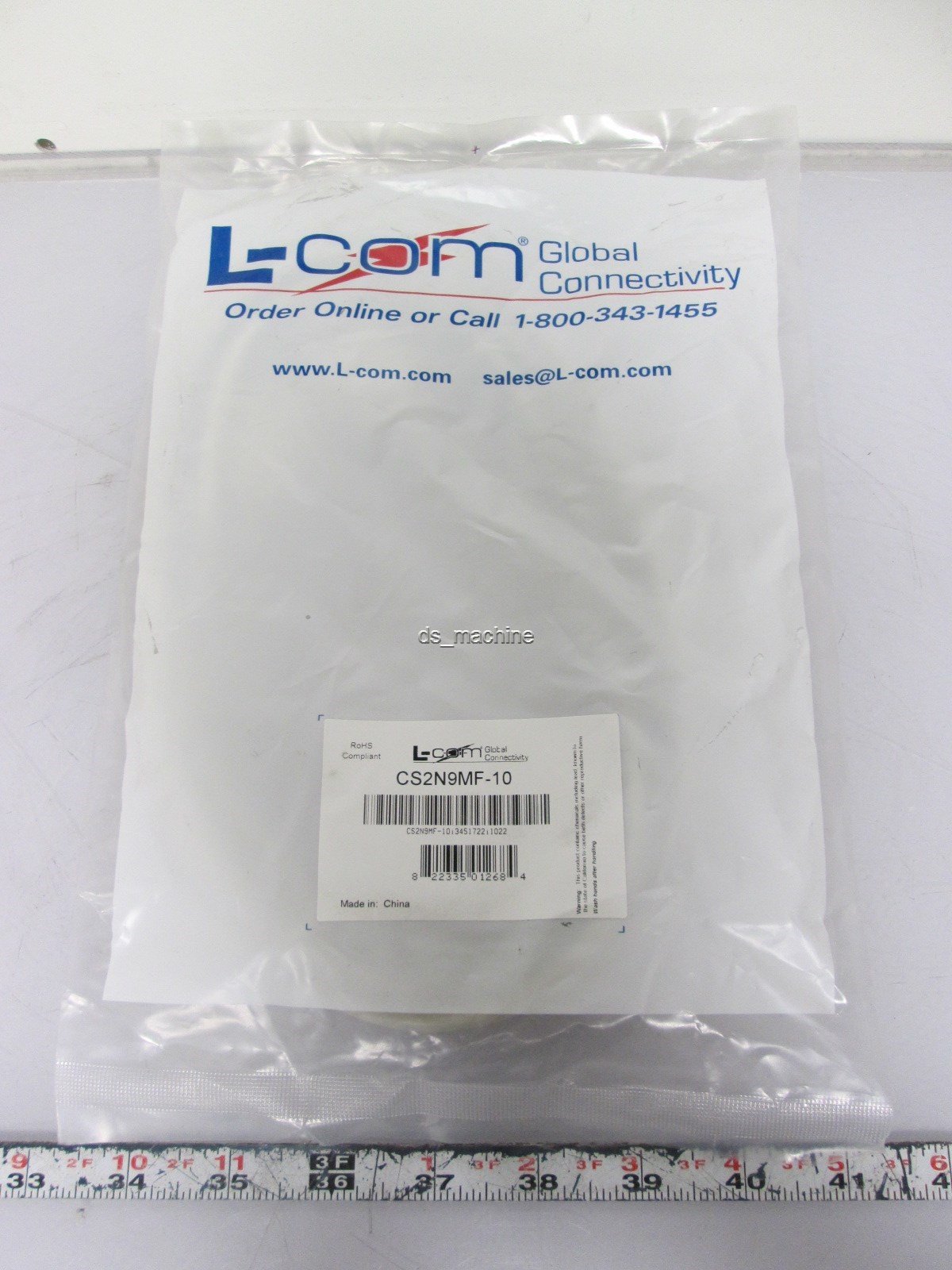 New L-Com CS2N9MF-10 Serial Cables DB 9-Pin Male to DB 9-Pin Female 10' Gray