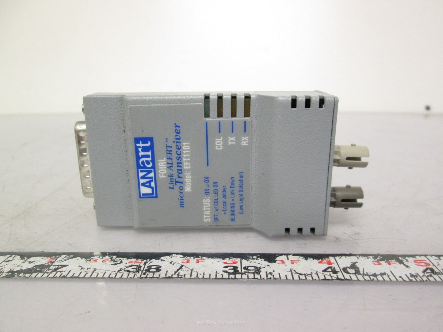 Used LANart EFT1101 Link ALERT microTransceiver 10Mb/s D-Sub 15-Pin to Optical