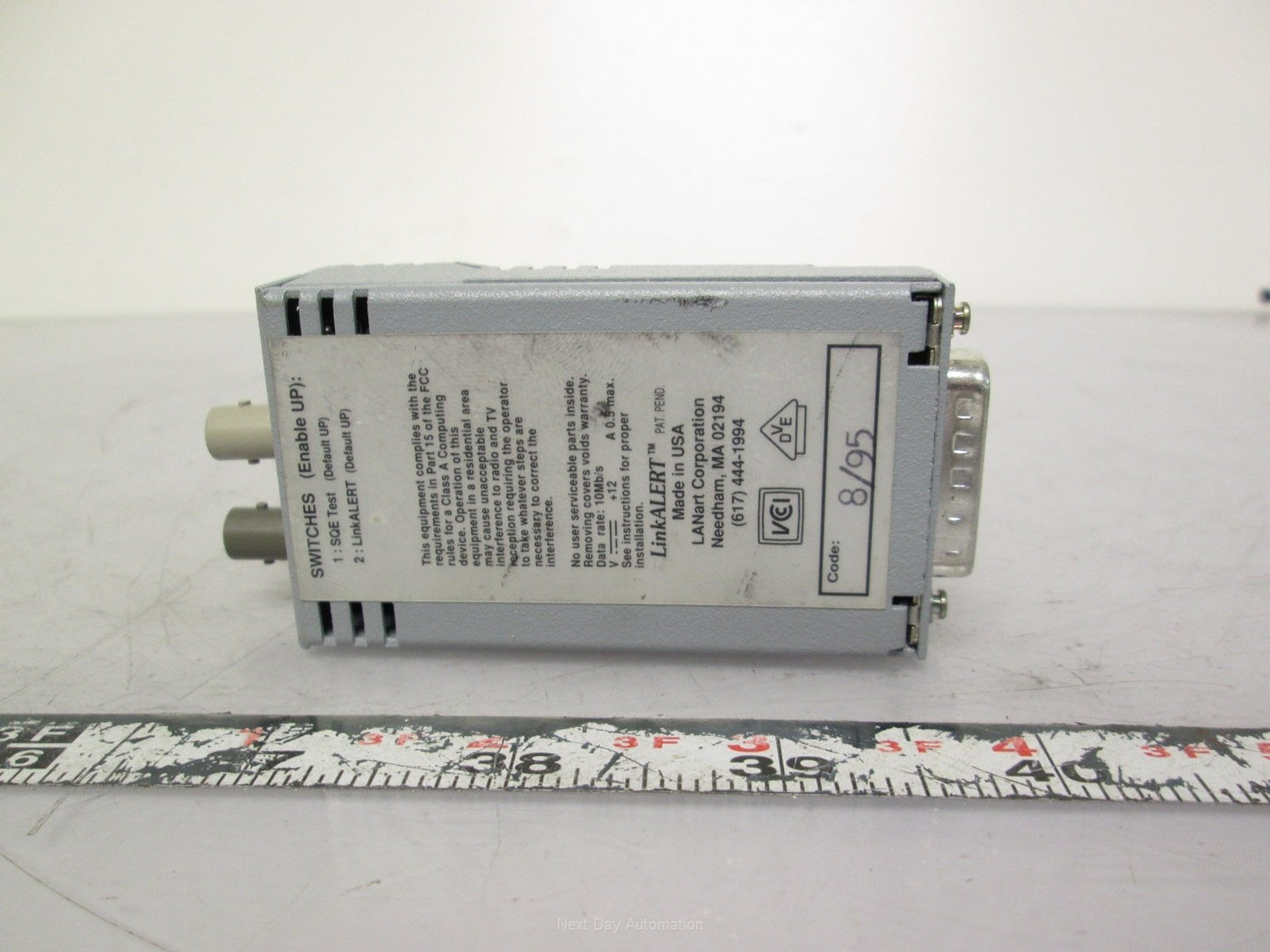 Used LANart EFT1101 Link ALERT microTransceiver 10Mb/s D-Sub 15-Pin to Optical