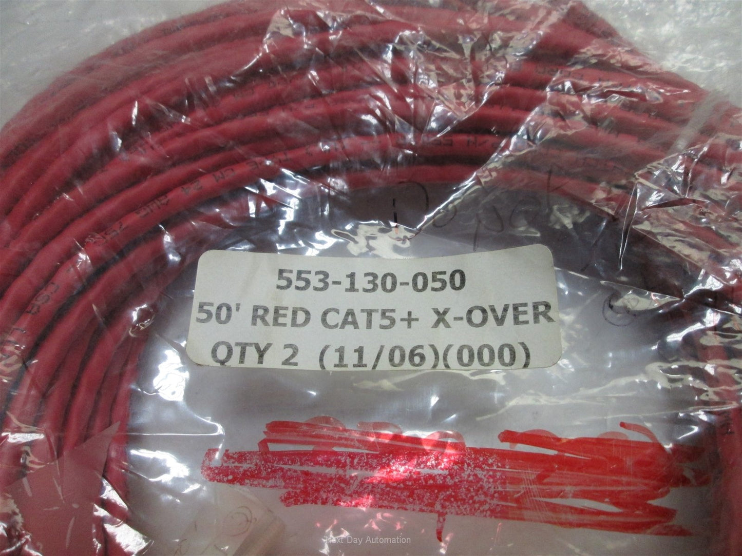 New *New* Lot of 2 50' Red CAT5+ X-OVER Cables