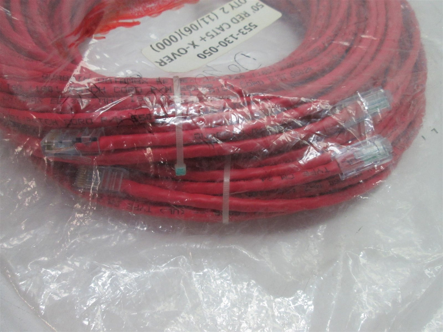 New *New* Lot of 2 50' Red CAT5+ X-OVER Cables