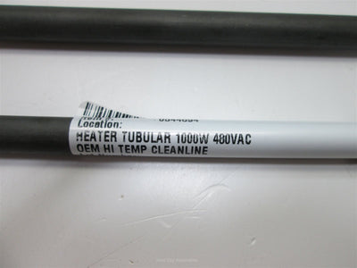 Used Tubular Heater, 1000W 480VAC, Hi-Temp, 25.25" Overall Length, 2" Wide, 11mm Dia