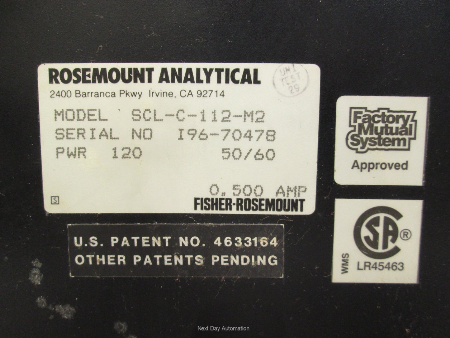 Used Rosemount Analytical SCL-C-112-M2 Reverse Osmosis Ratio Conductivity Meter