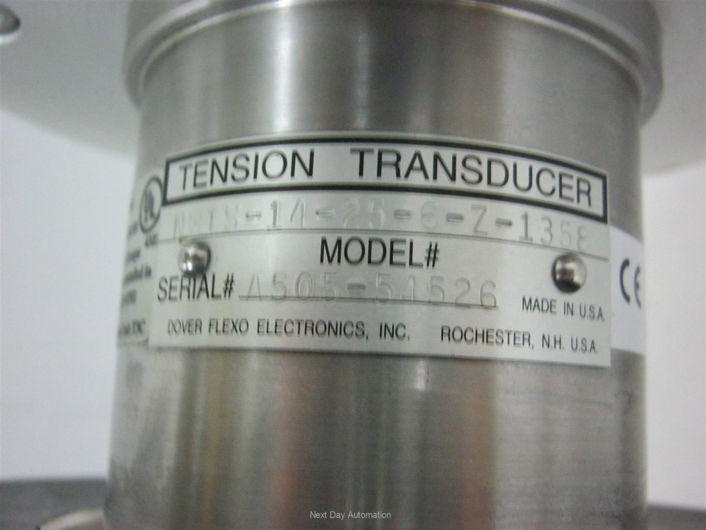 Used Dover Flexo NWIS-14-25-6-Z-1358 Tension Transducer 14" Wide 6" Diameter 25# Load