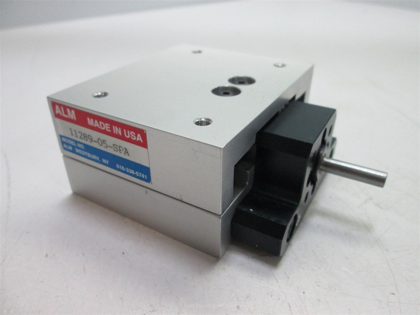 Used ALM 11289-05-SPA Linear Stage, 2.5" x 3" x 1.5", 1" Travel, 0.04" Per Turn