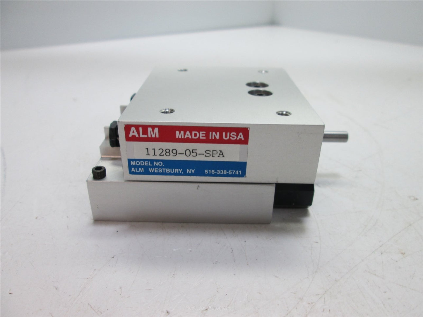 Used ALM 11289-05-SPA Linear Stage, 2.5" x 3" x 1.5", 1" Travel, 0.04" Per Turn