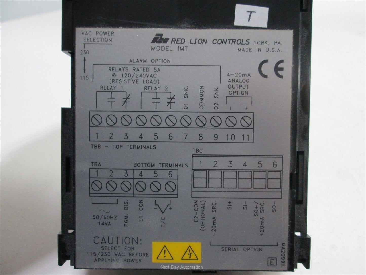 Used Red Lion IMT02060 Apollo Thermocouple Meter, Input: 115/230VAC