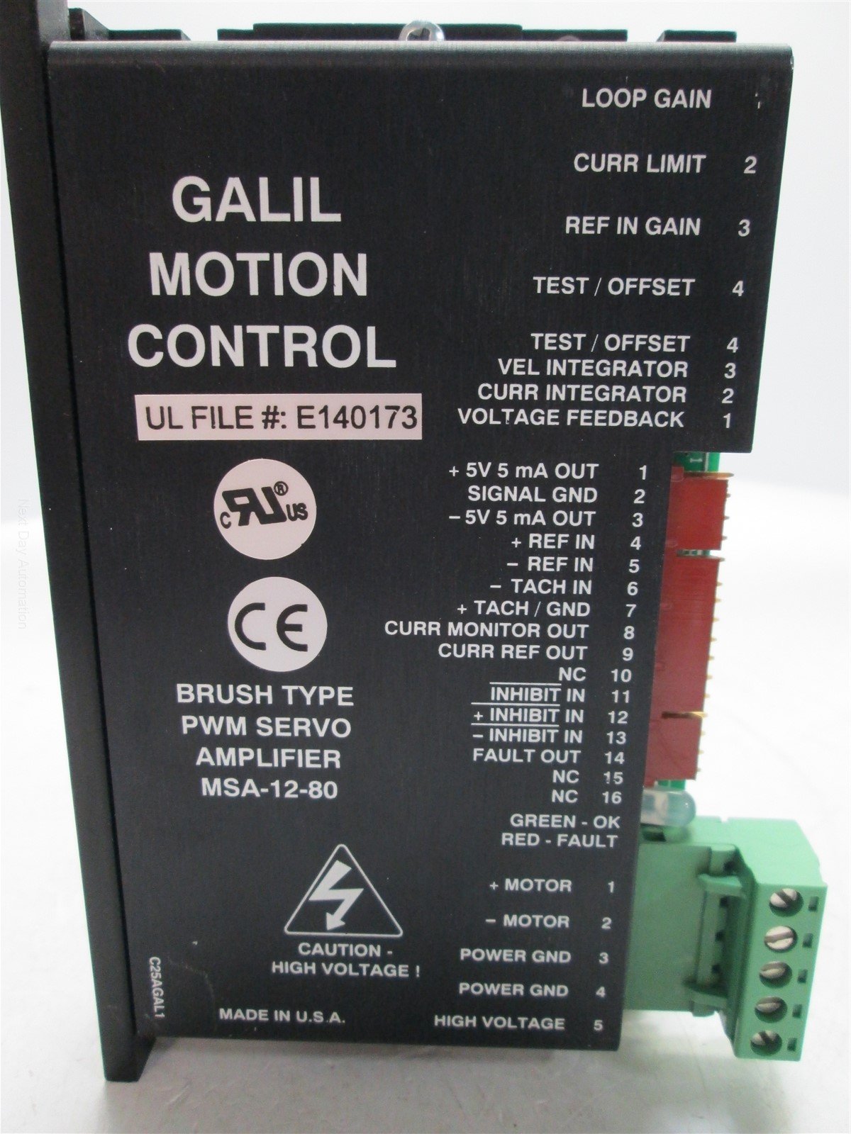 Used Galil Motion Control MSA-12-80 Amplifier for Brush Motors, Supply: 20-80VDC