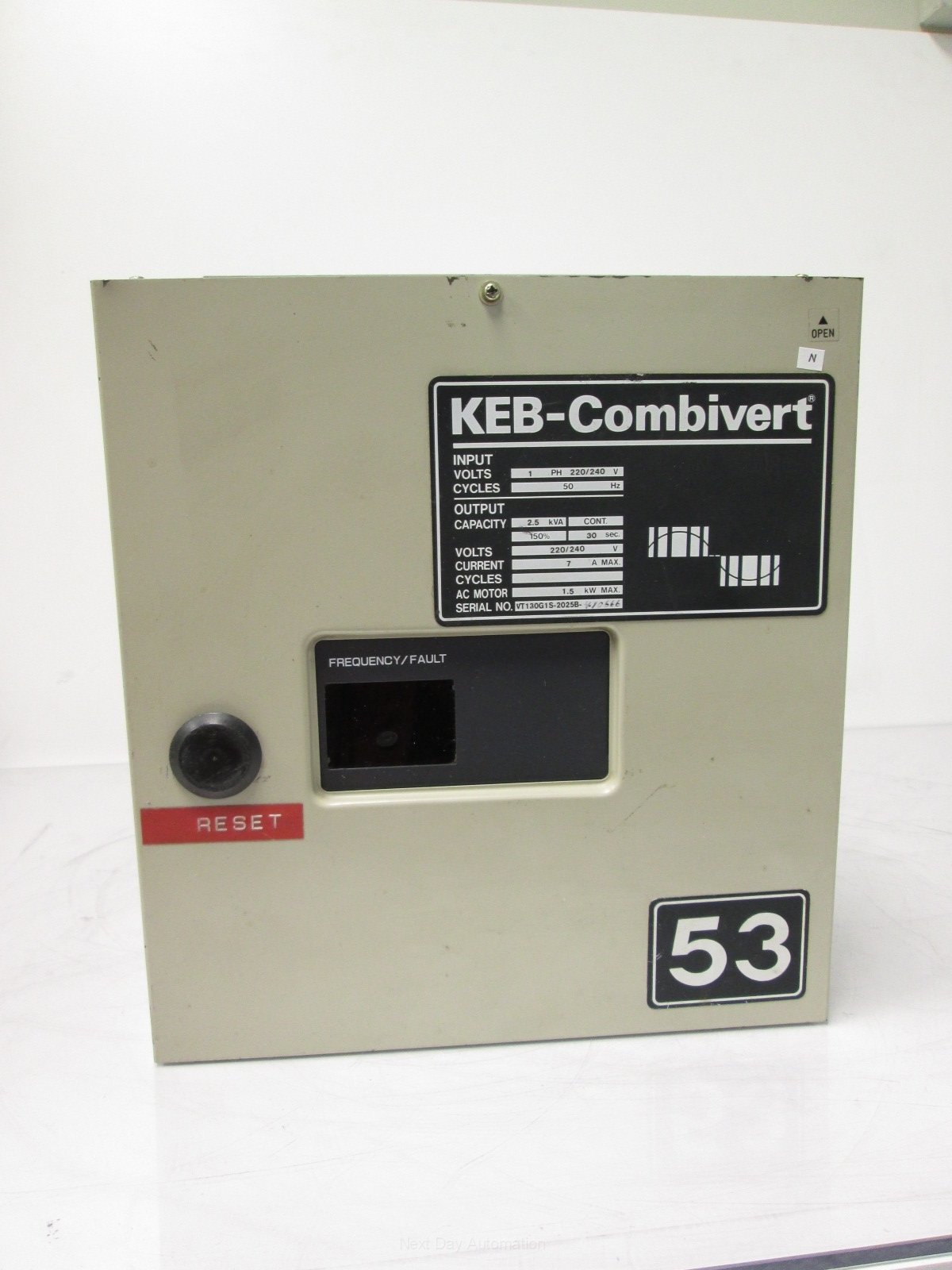 For Parts KEB Combivert VT130G1S2025B Motor Drive 220/240VAC 7A 2.5kVA 1.5kW *For Parts*