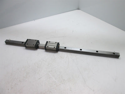 Used NSK LY150460AL Linear Rail With 2x Carriages, 460mm Long, *Some Surface Rust*