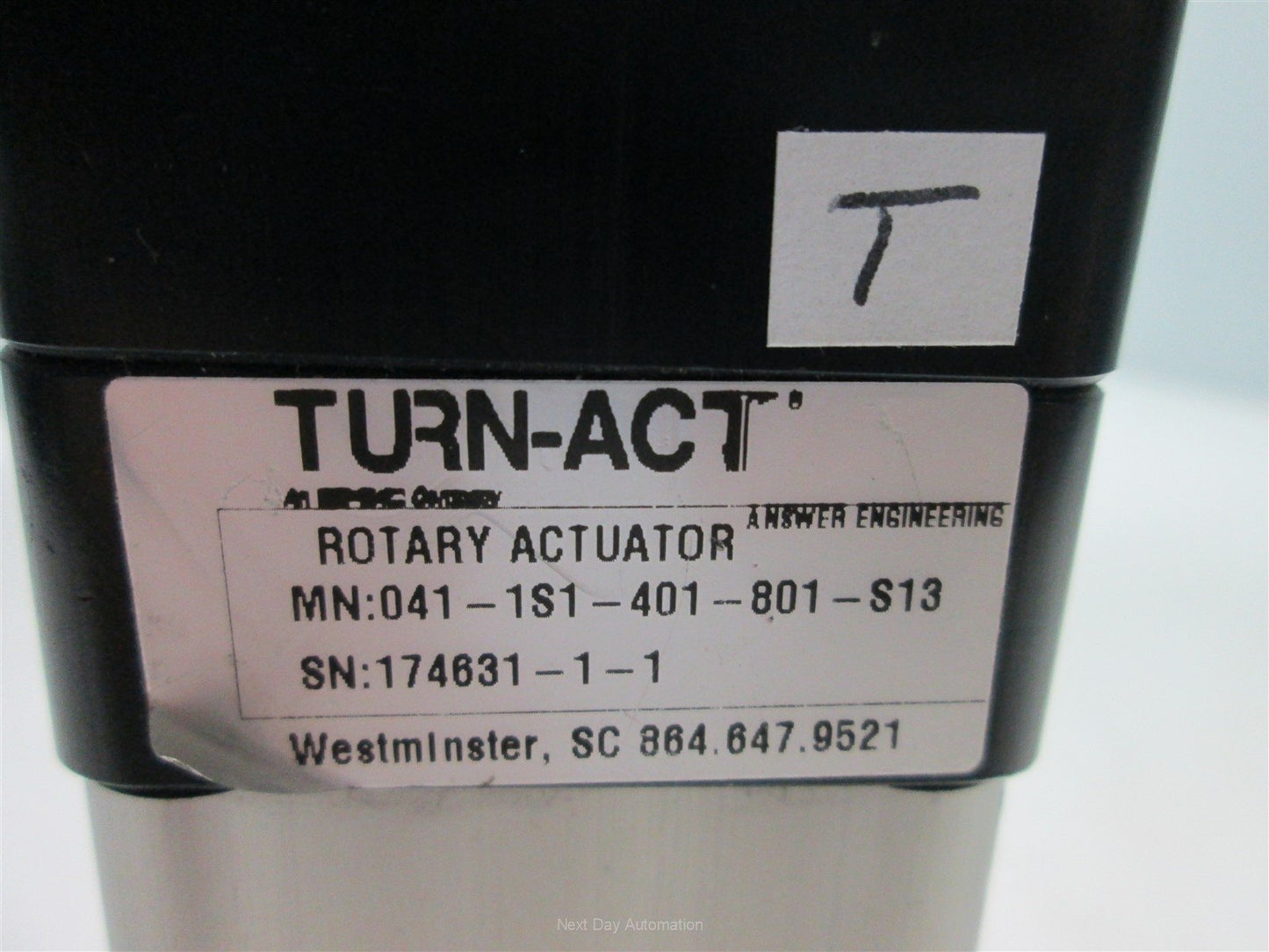 Used Turn Act 041-1S1-401-801-S13 Pneumatic Rotary Actuator 180ø Rotation, 3/8" Shaft