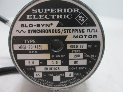 Used Superior Electric M061-FC-415U Stepping Motor, Power: 5VDC 1A, 200 Steps/Rev