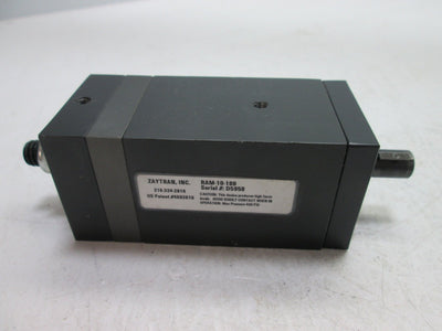 Used Zaytran RAM-10-180 Rotary Actuator, 180ø Rotation, 0.375"? Shaft, 10-32 Ports