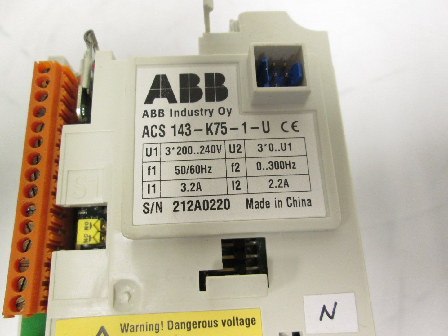 Used ABB ACS 143-K75-1-U General Purpose VFD 200-240VAC 3.2A 3PH *Missing Cover*