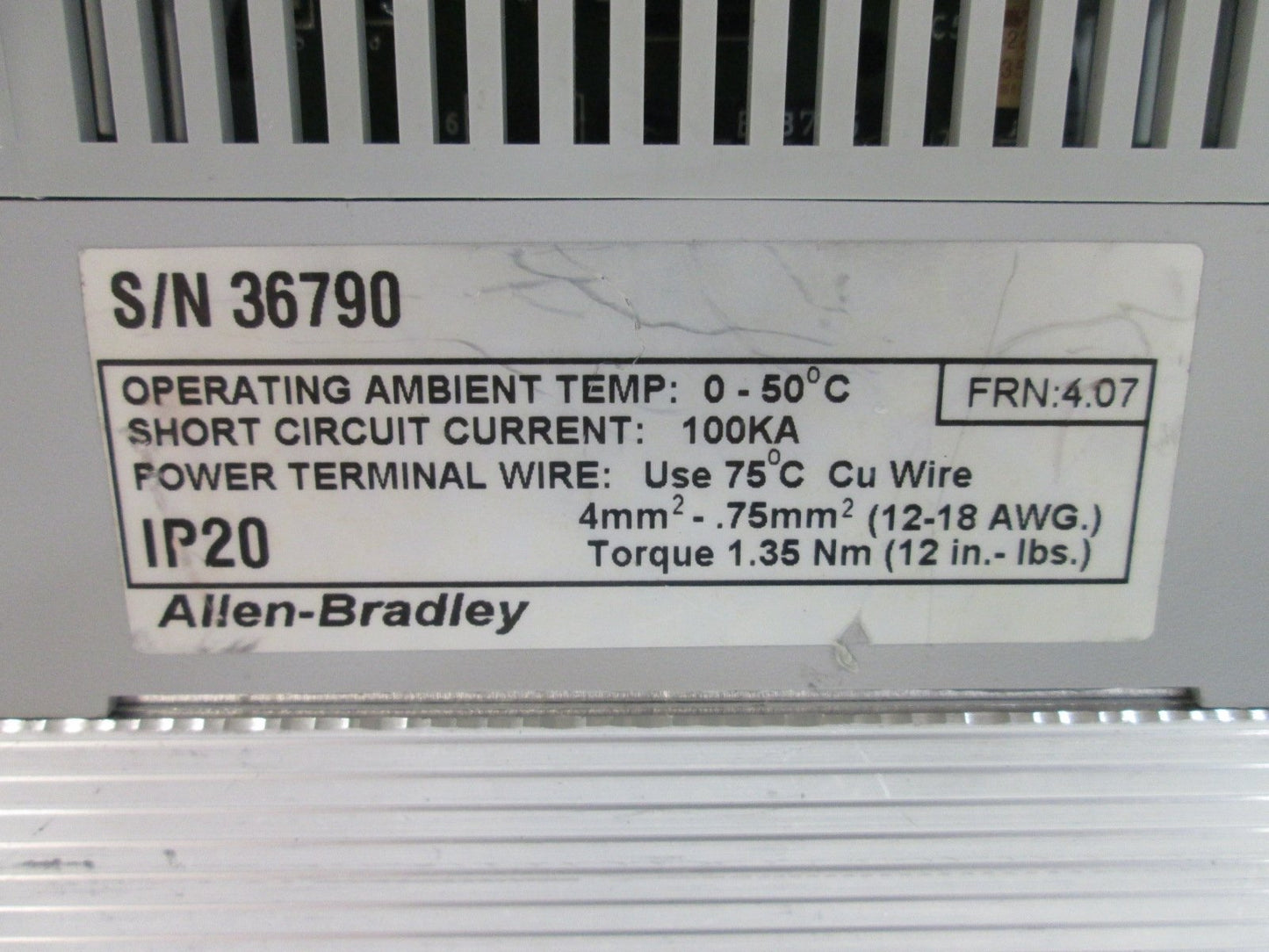 Used Allen-Bradley 160S-AA02NPS1 SerA Variable Frequency Drive 200-240VAC 0.37kW .5HP