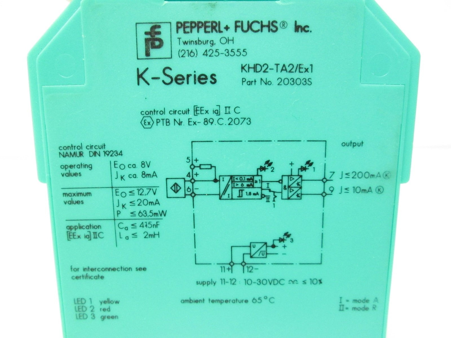 Used Pepperl+Fuchs KHD2-TA2/Ex1 Isolating Amplifier 8VDC 8mA DIN Mount