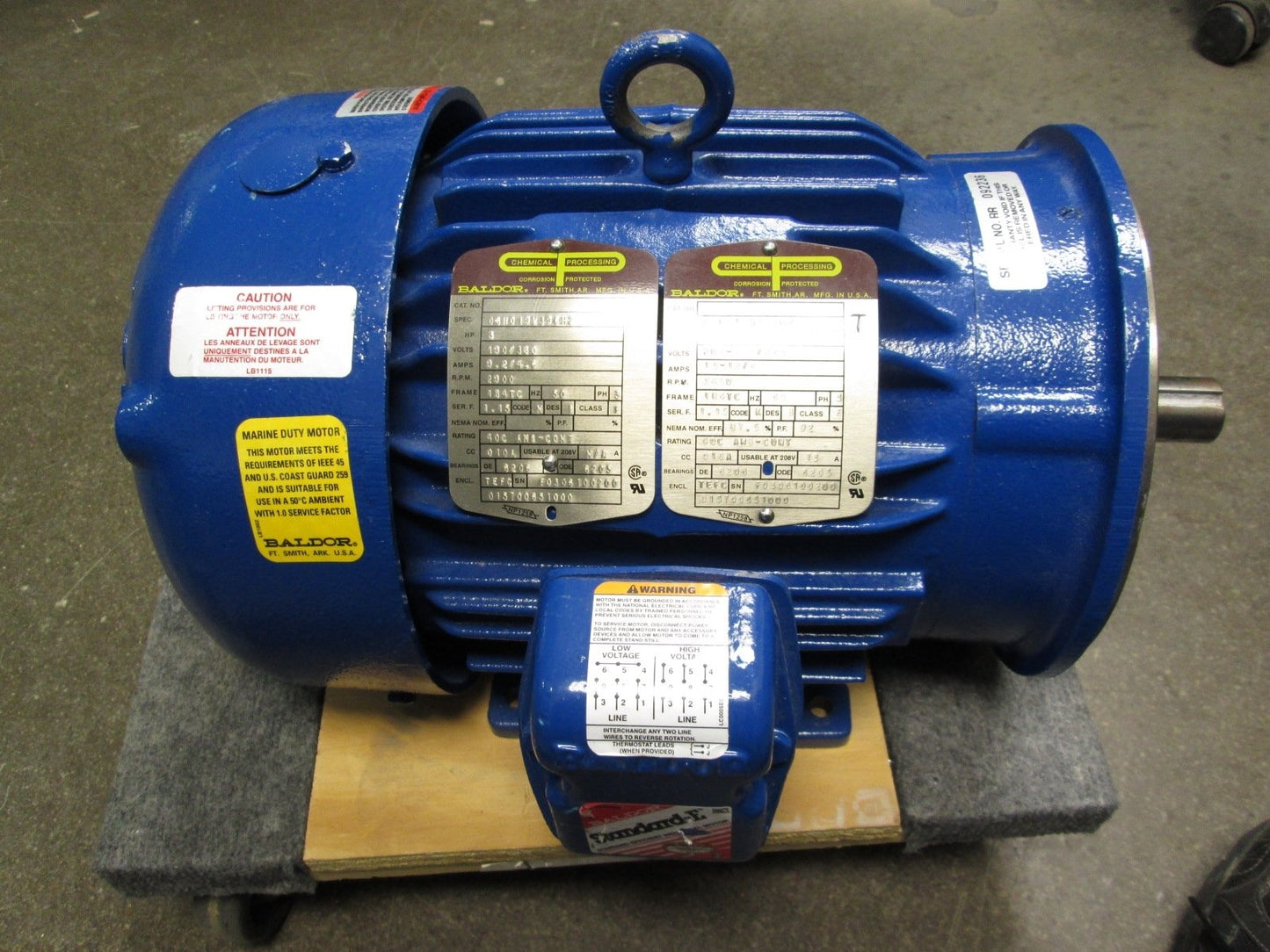 Used Baldor 06H19V396H2 Chemical Processing Motor Corrosion Protected 230/460VAC 5HP