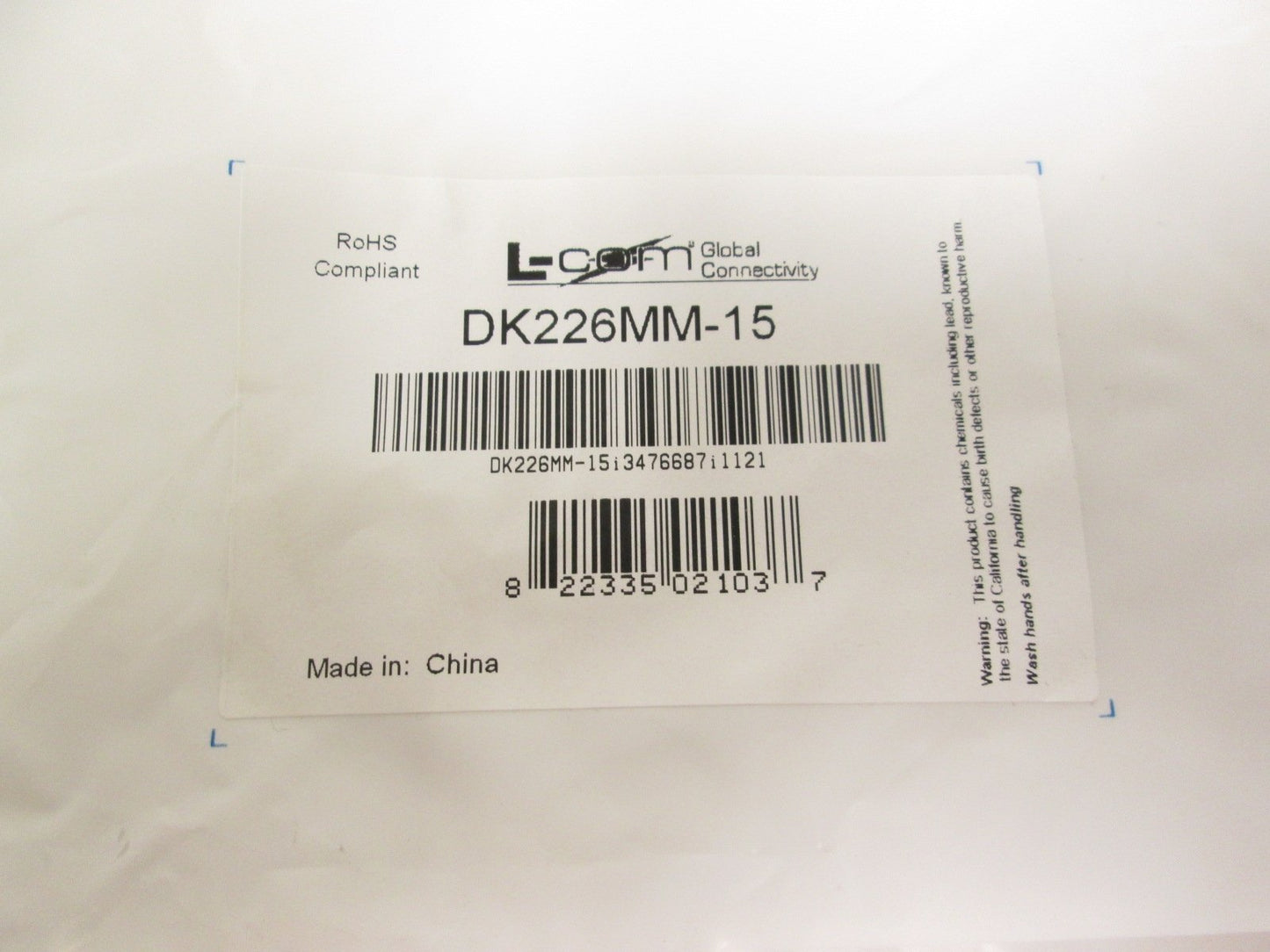 New L-Com DK226MM-15 PS/2 Keyboard & Mouse Cable 15' Length Male to Male Gray