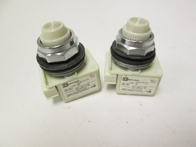 Used Lot of 2 Square D 9001-KM35 Pilot Lights 24VAC/DC 80mA White