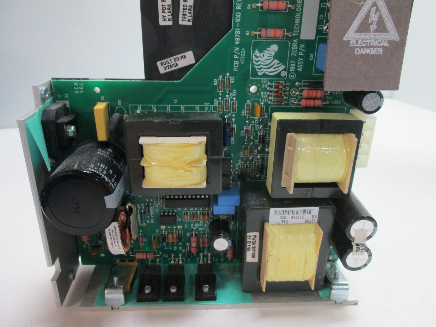 Used Zebra 49781-100 Rev OAOA Power Supply Board From 170xill/170xilll Series Printer