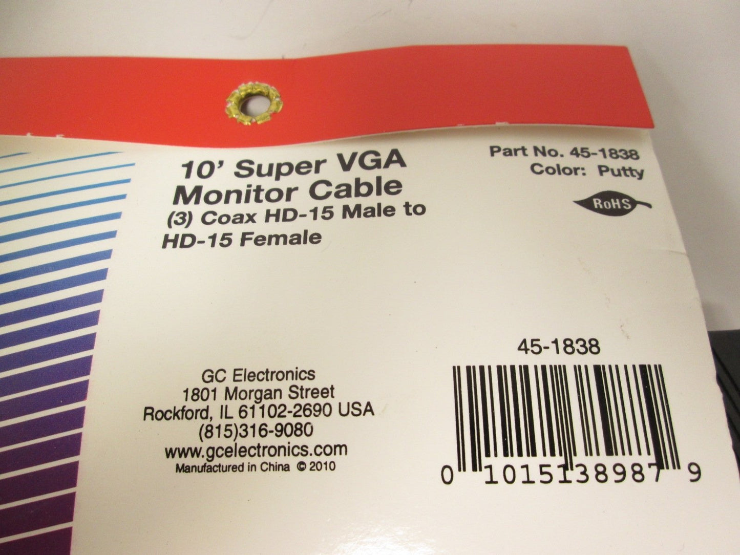 New GC Electronics 45-1838 SVGA High Density Video Cable 10' Length Male to Female