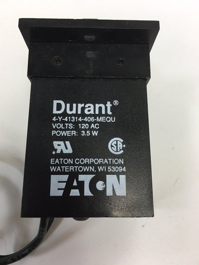 Used Durant Eaton 4-Y-41484-406-ME-ER Panel Mount Electric Counter 120 VAC 4 Digit