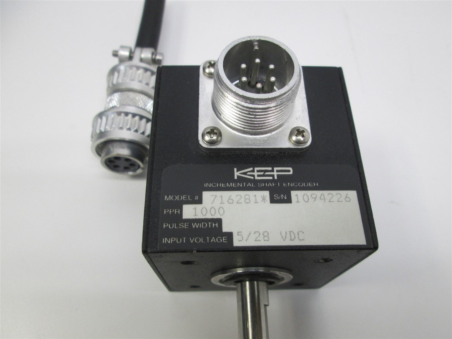 Used Kessler-Ellis 716281 Optical Shaft Encoder 5/28VDC, 1000 Pulse/Rev, Square Wave