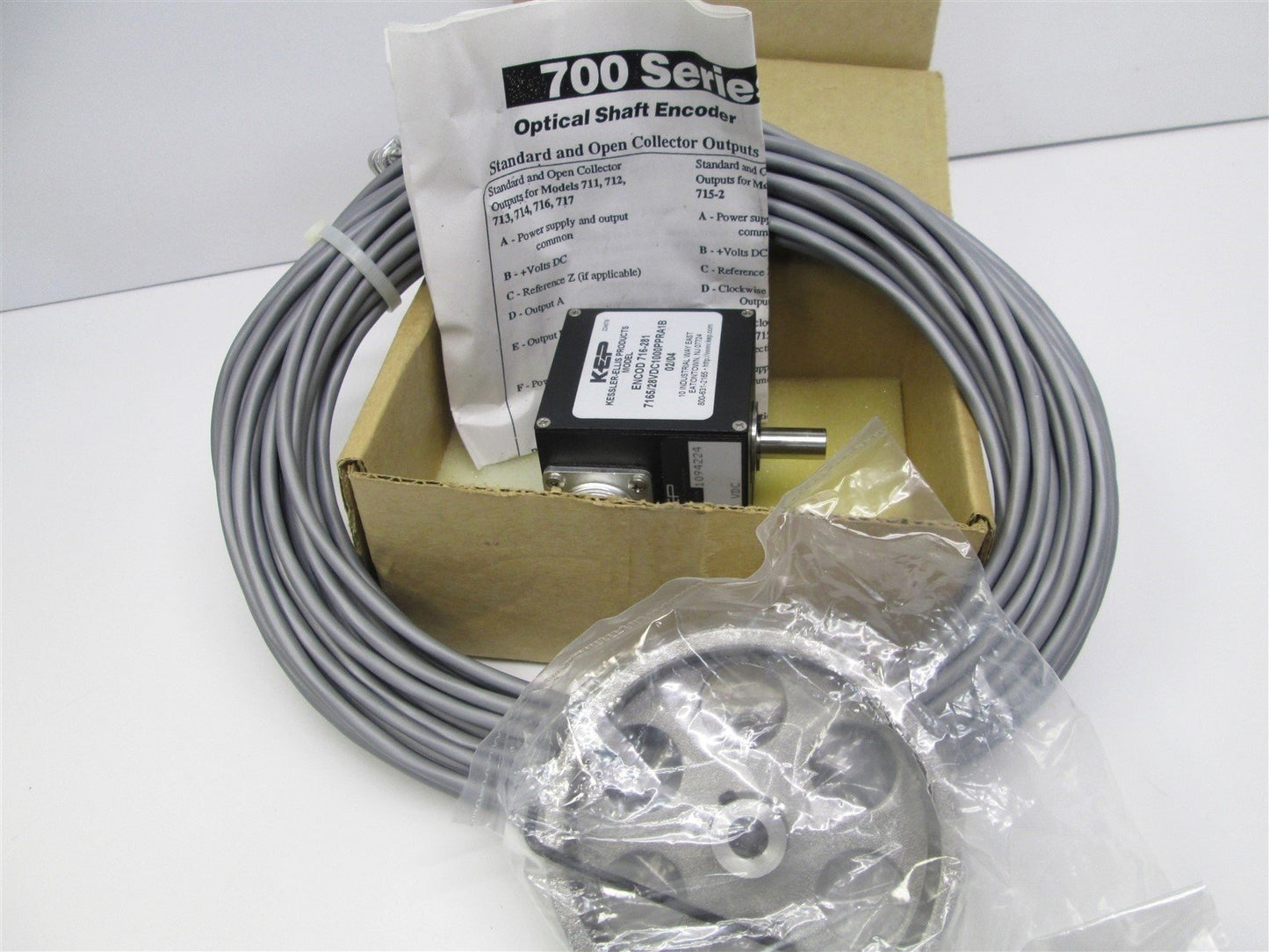 New Kessler-Ellis 716-281 Optical Shaft Encoder w/Measuring Wheel, Cable