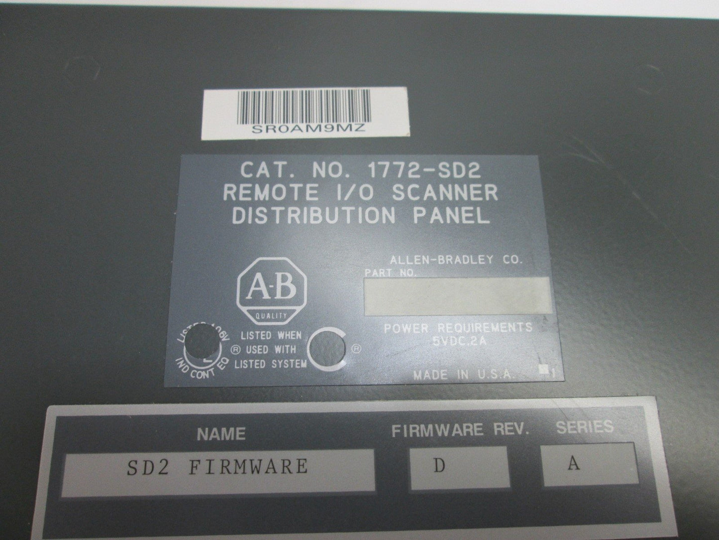 Used Allen Bradley 1772-SD2 Remote I/O Scanner Distribution Panel, Current: 2A Max