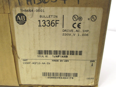 New Allen-Bradley 1336F-AQF10-AA-EN PLUS II AC Drive, 200/240V, 1 HP VFD