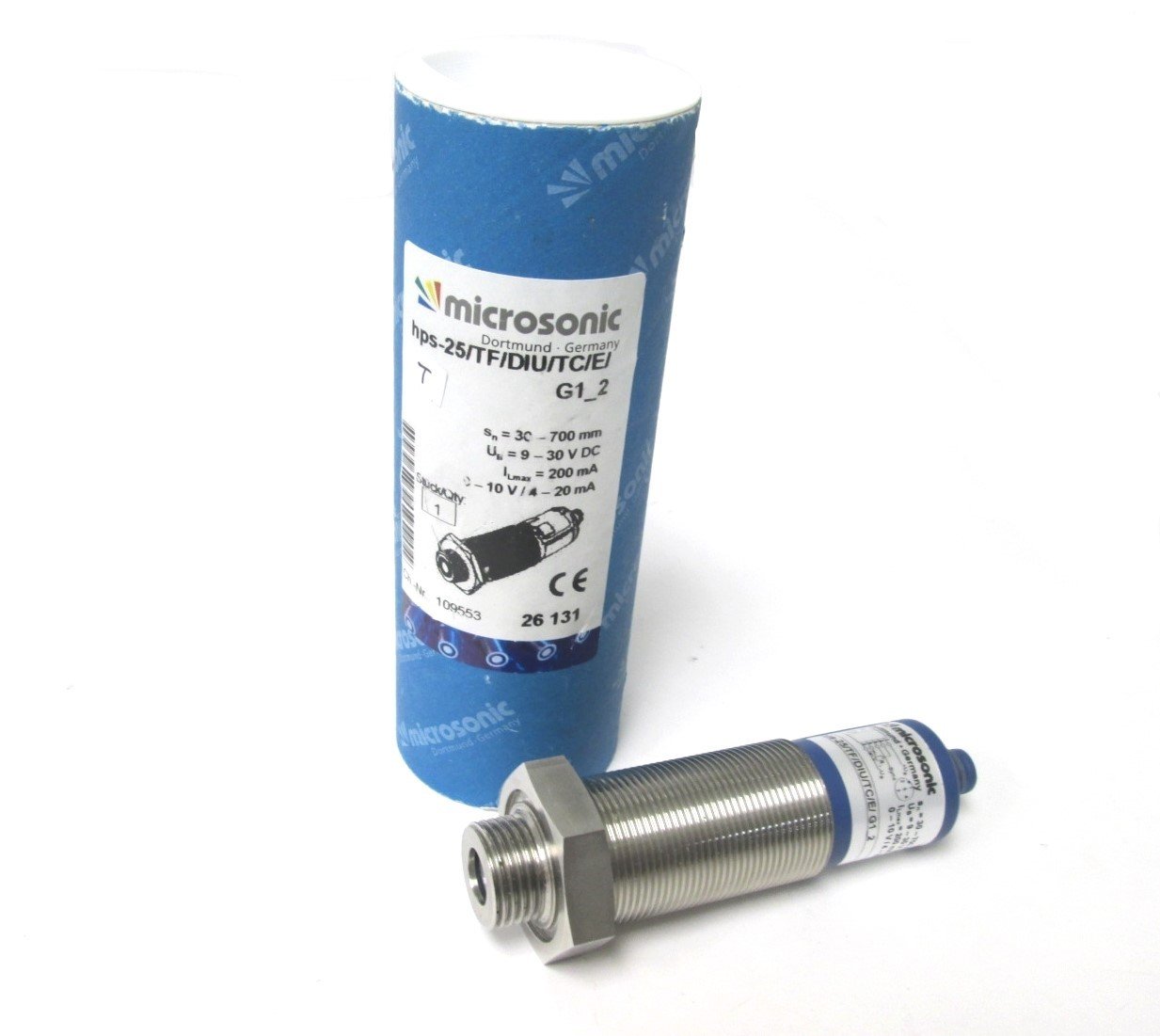 New Other Microsonic hps+25/TF/DIU/TC/E/G1_2 Ultrasonic Sensor, Range: 30-700mm, 9-30VDC