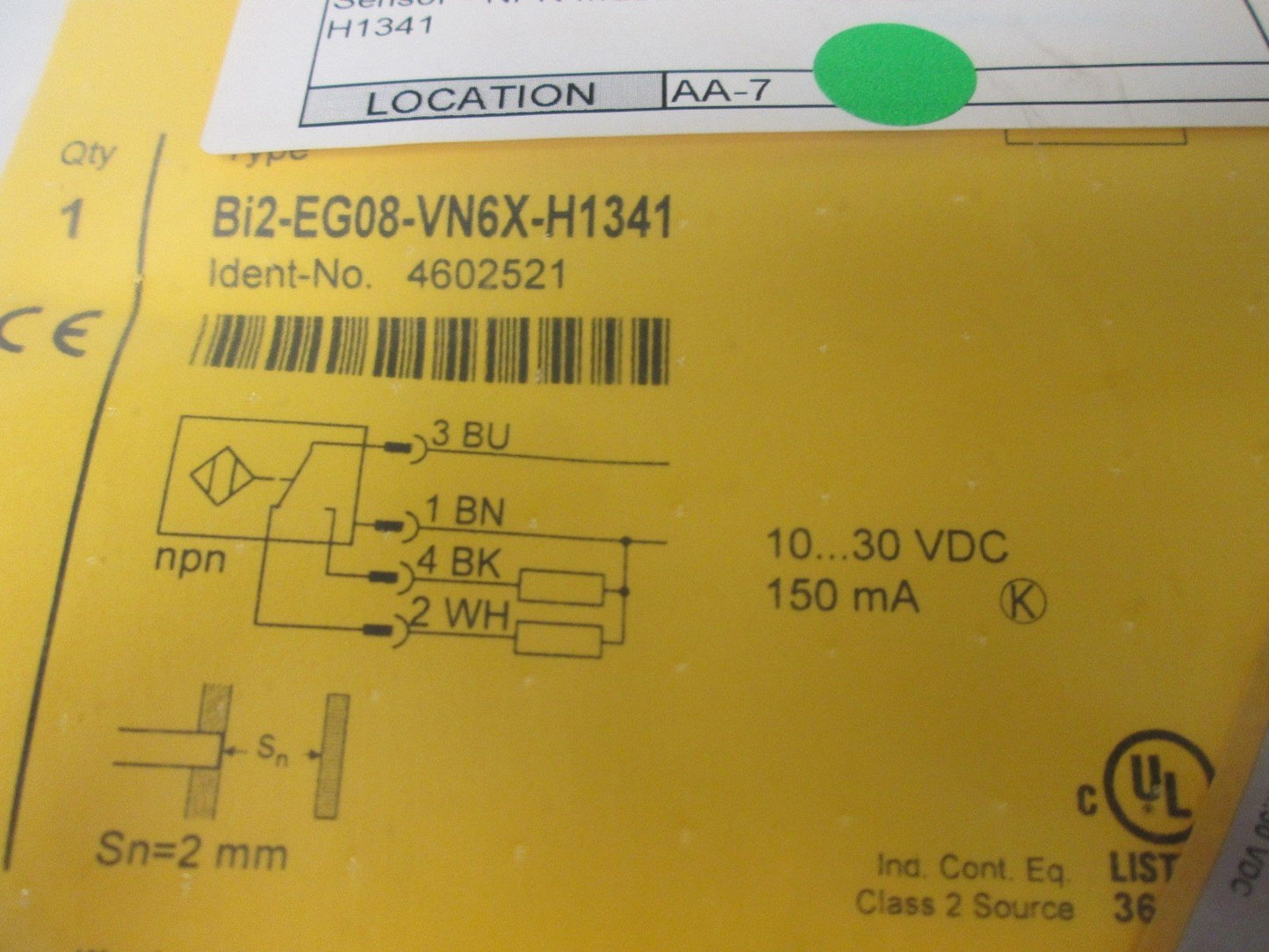 New Turck Bi2-EG08-VN6X-H1341 Proximity Sensor, Power: 10-30VDC 150mA