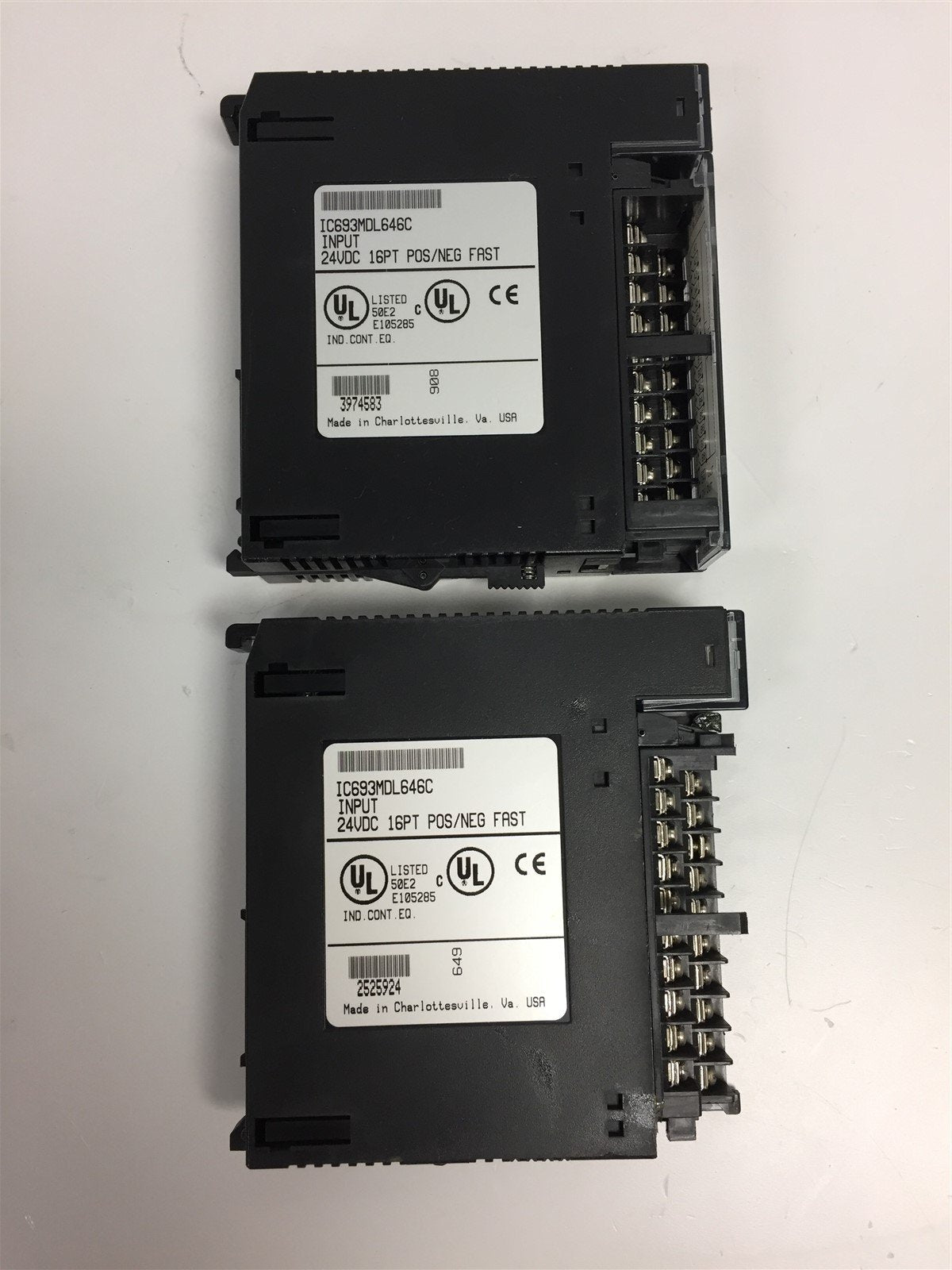 Used Lot of 2 GE Fanuc IC693MDL646C PLC Modules Input / Output *Missing Cover*