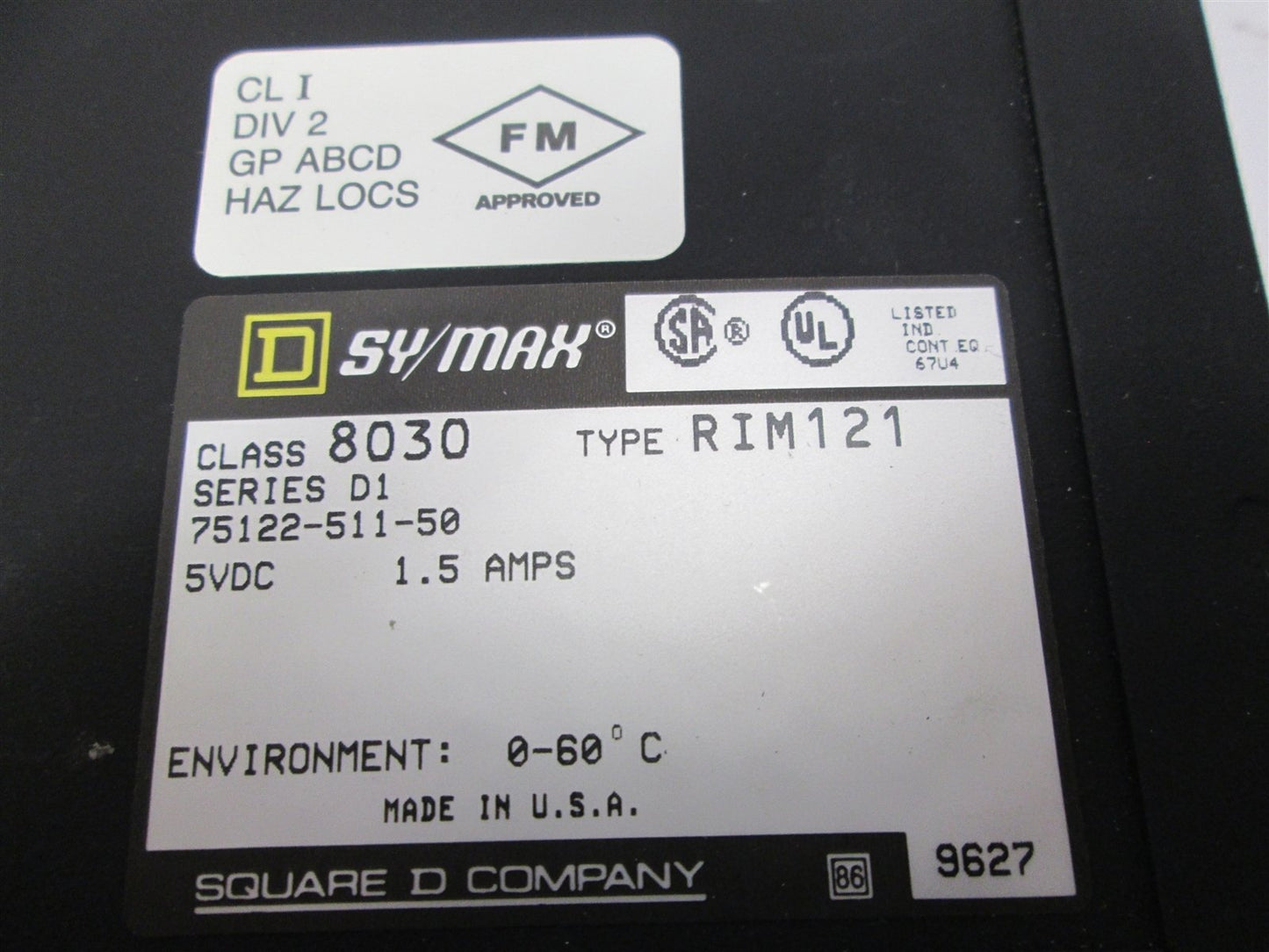 Used Square D 8030 RIM121 Ser. D1 SY/MAX PLC Relay Input Module 4pt, 1-10VDC, 4-20mA