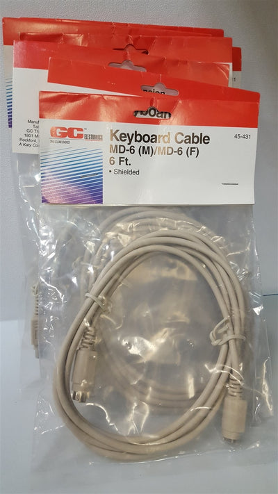 New Other Lot of 5 GC 45-431 Keyboard/Mouse Cable PS/2 ( MD-6 ) Male-Female 6FT