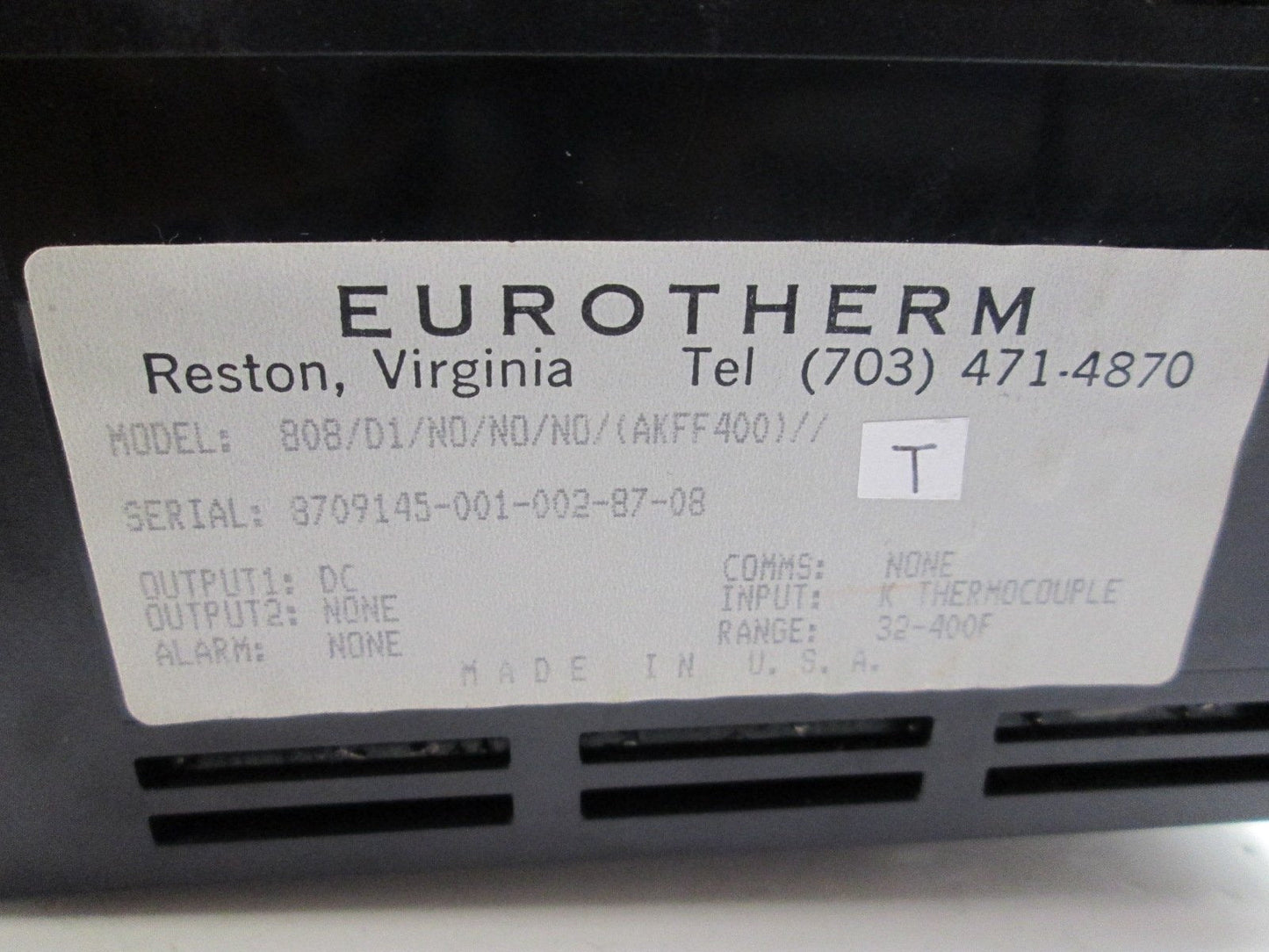 Used Eurotherm 808/D1/NO/NO/NO/AKFF400 Temperature Controller 32-400F K Thermocouple