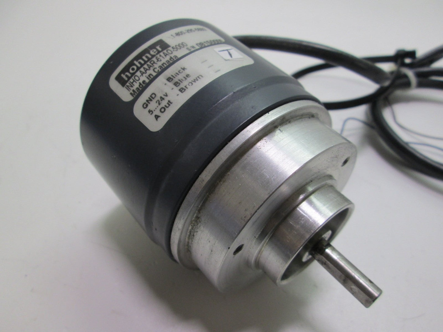 Used Hohner INHO-AAAR-61A0-5000 Incremental Shaft Encoder 5000 RPM 5-24VDC 1/4" Shaft