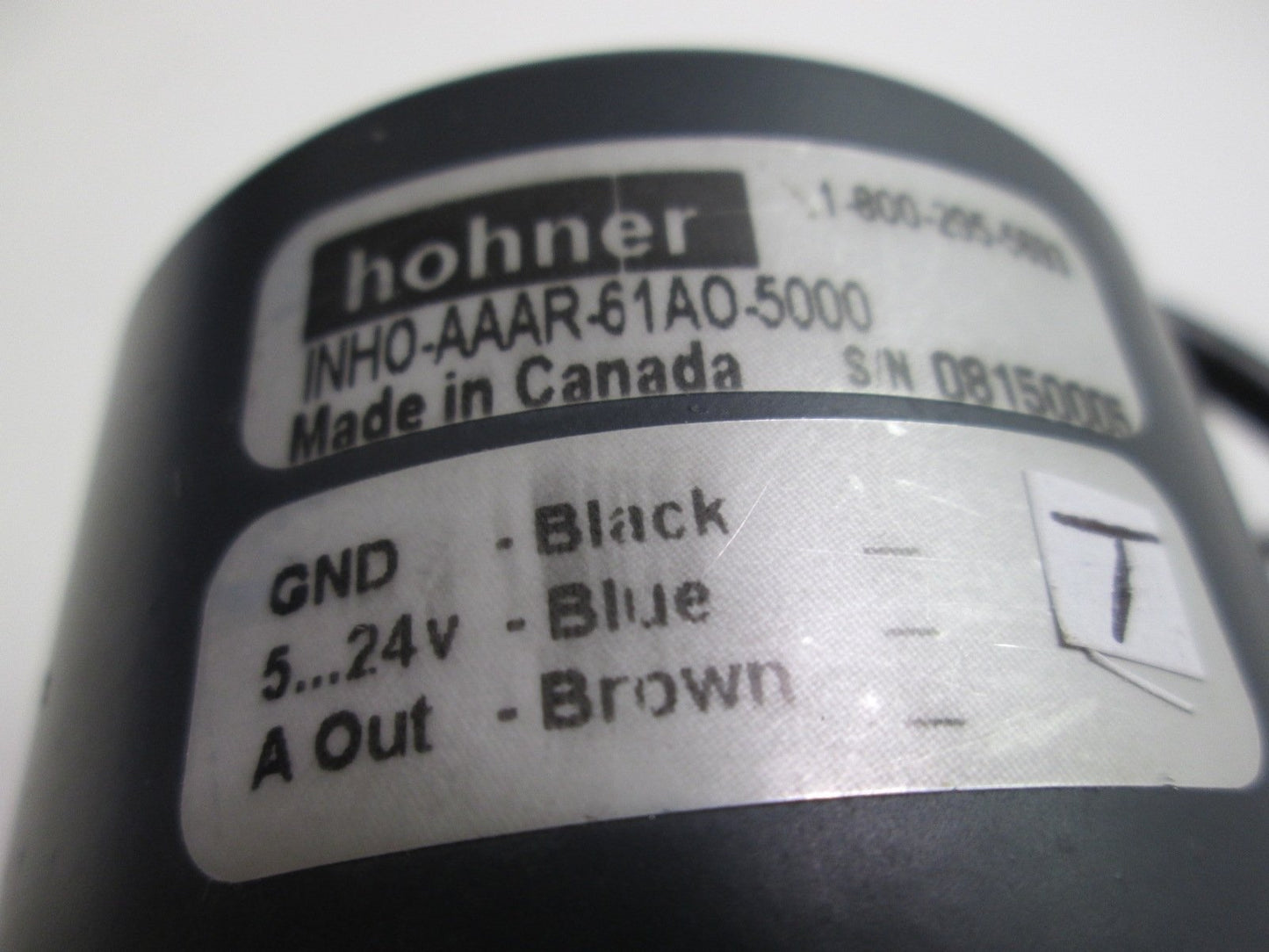 Used Hohner INHO-AAAR-61A0-5000 Incremental Shaft Encoder 5000 RPM 5-24VDC 1/4" Shaft